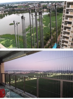3 मिमी रील स्टील वायर बालकनी ग्रिल्स के साथ 100 किलोग्राम क्षमता बालकनी रील ग्रिल्स